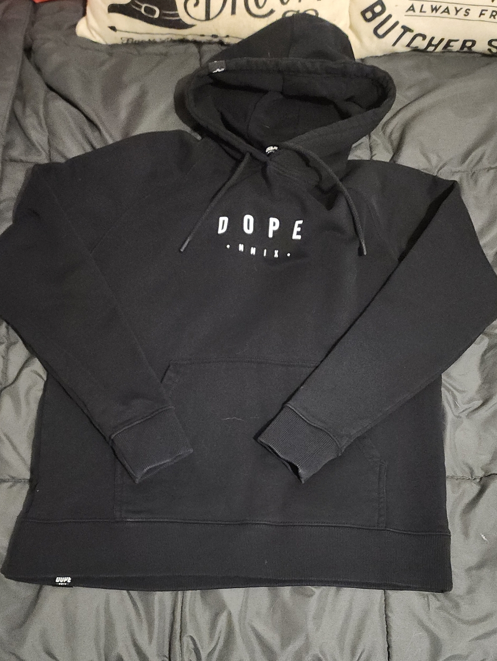 DOPE Black Pullover Hoodie with White Logo